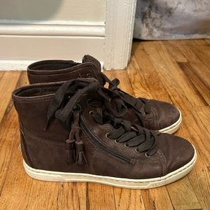 Ugh brown leather high-top sneakers